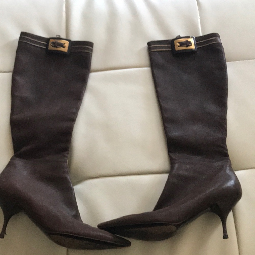 Prada zip up leather boots